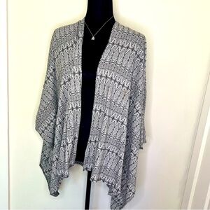 Everette Bleu Geometric Draped Open Front Cardigan Made in USA Small
